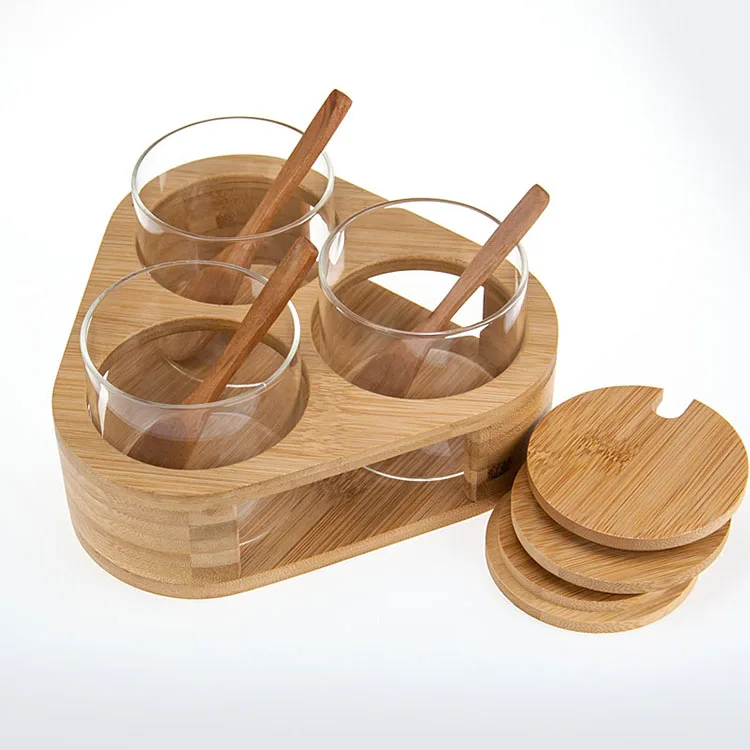 Factory price Spice Jar Set 3pcs high Borosilicate Kitchen Storage Glass Jars Set