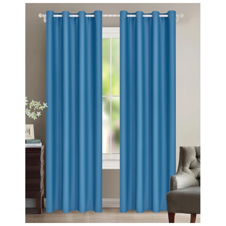 100% polyester plain solid color modern jacquard blackout curtain fabric ready made for home decor fabric