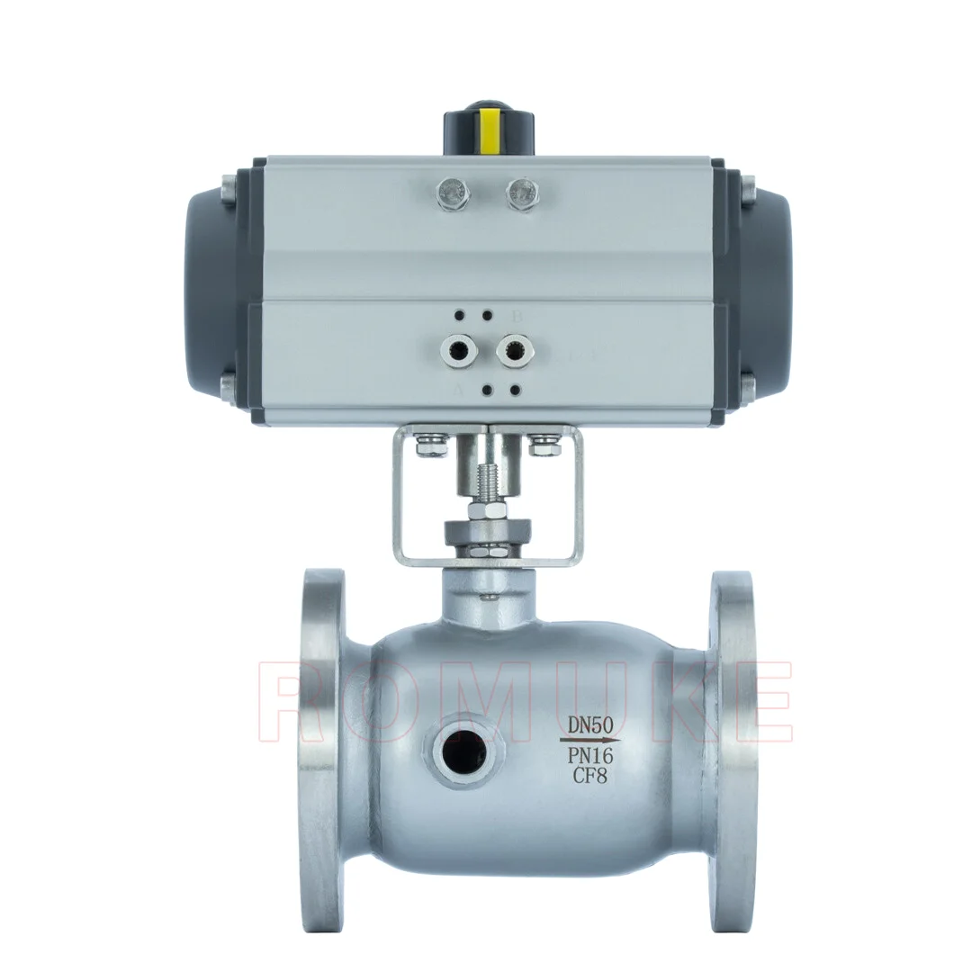 BQ641F-16P Stainless Steel CF8 CF3 CF8M CF3M Jacket Insulation Flange Pneumatic Ball Valve