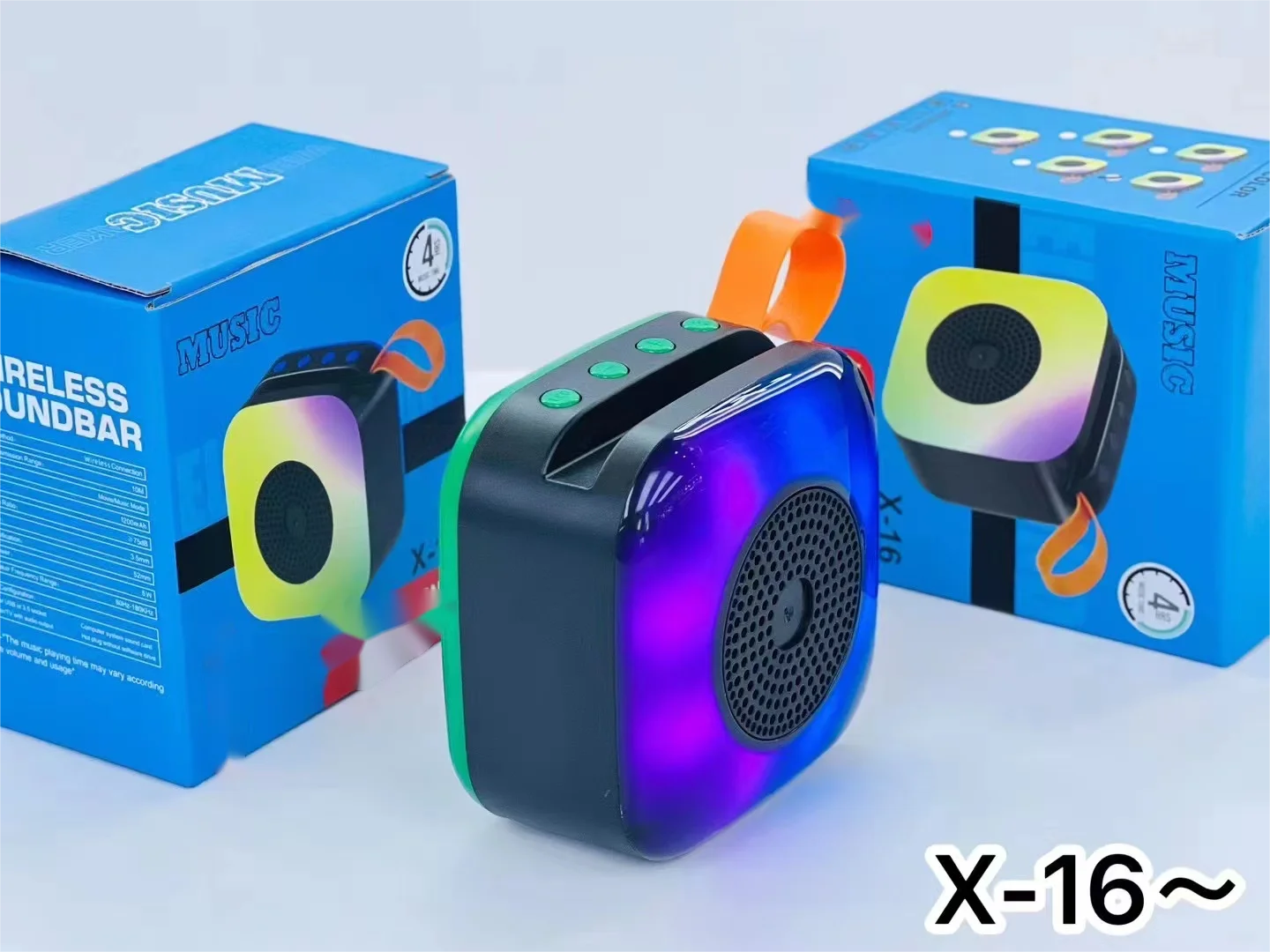 2024 New design Wireless Portable Mini  LED Light Woofer Square Active Music Portable Speaker