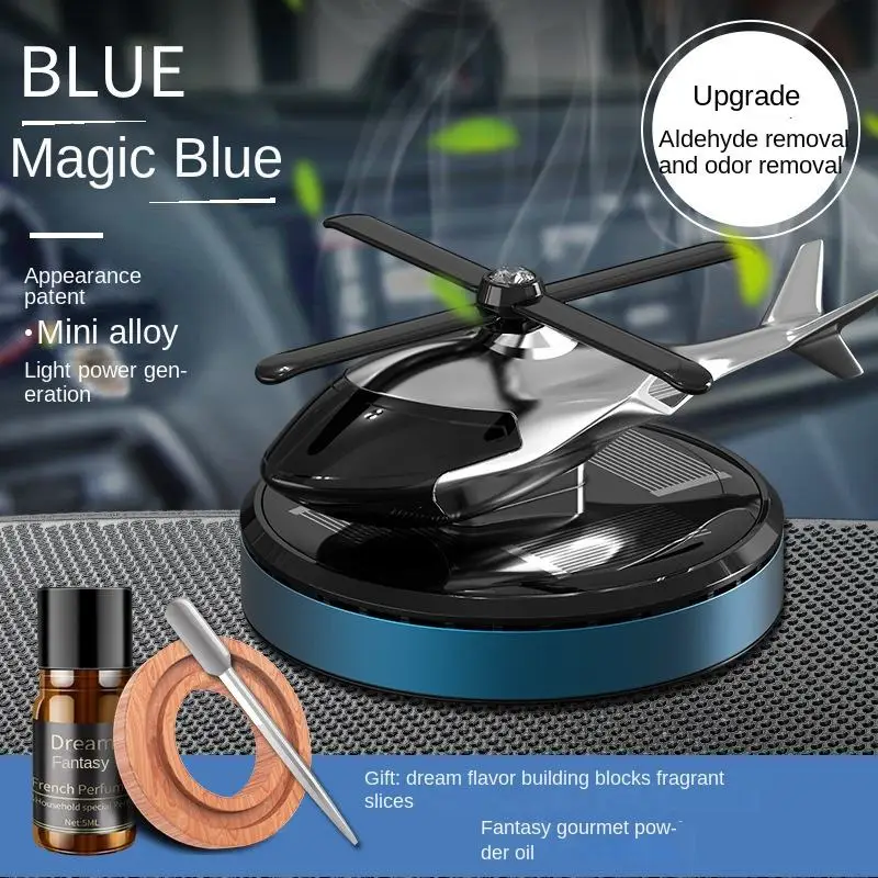 Buy Metal Solar Power Energy Rotating Helicopter Aromatherapy Pilot Aeroplane Airplane Car Perfume Cologne Air Freshener