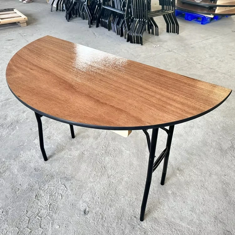 Half Round 5 Foot 60 inch Heavy Duty Plywood Folding Dining Banquet Table