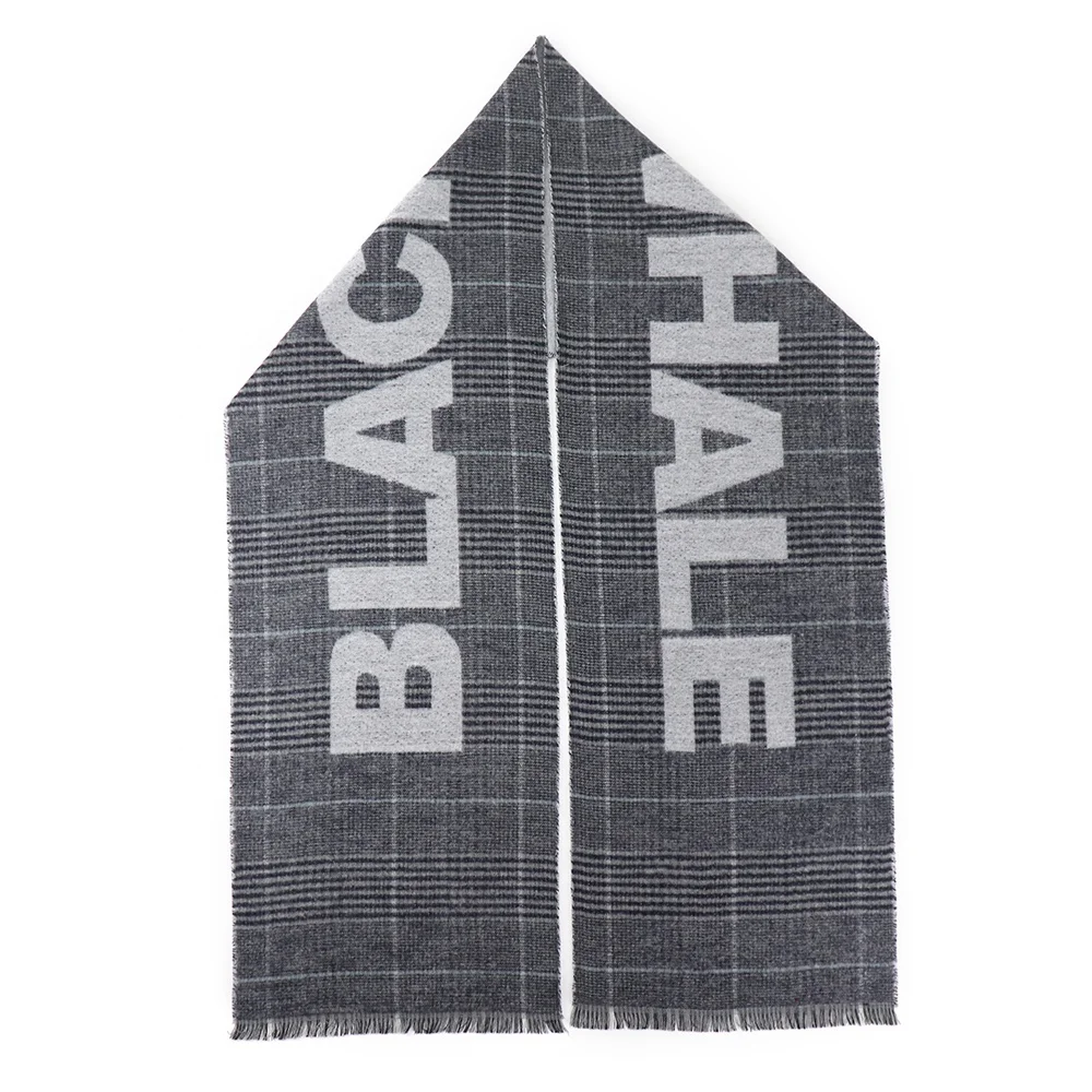 Роскошные дизайнерские зимние шарфы из кашемира с серыми буквами и логотипом бренда на заказ