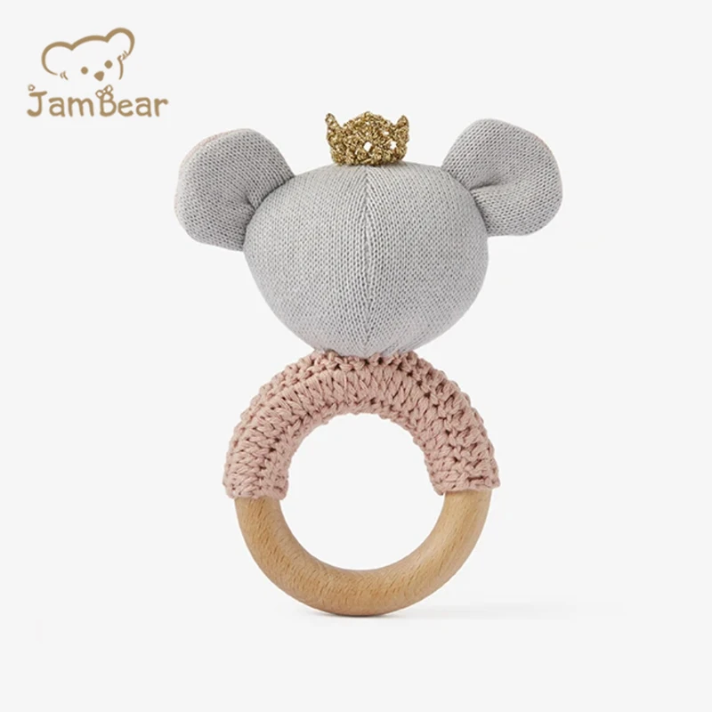  JamBear органический хлопок вязаная детская погремушка прорезыватель мягкая игрушка Органическая для сна