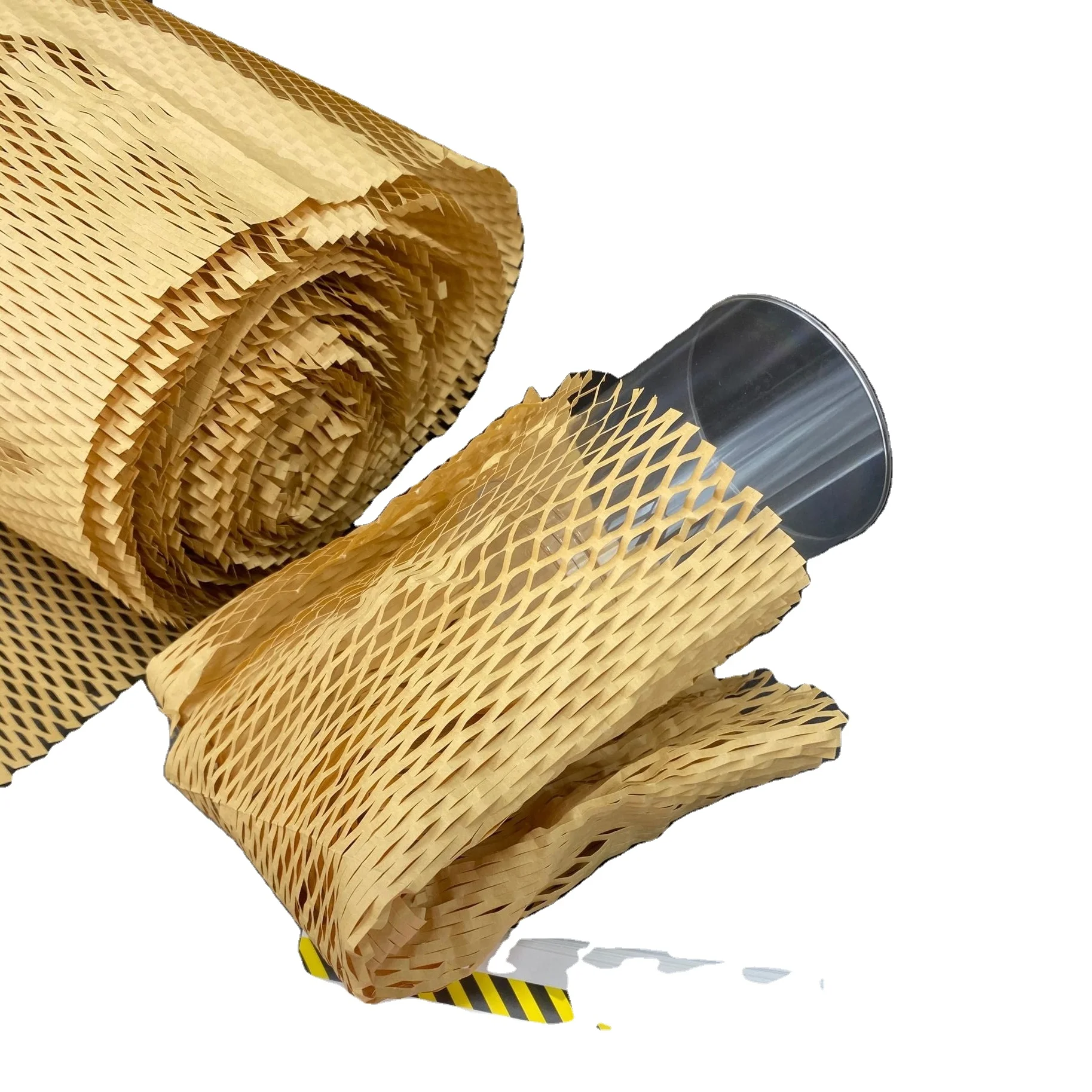 Packaging paper honeycomb cushioning wrap paper rolls perforated ECO Friendly kraft packaging paper for gift moving packing