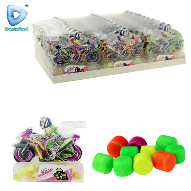 Wholesale hot saling motorcycle whistle shaped toy candy sweet