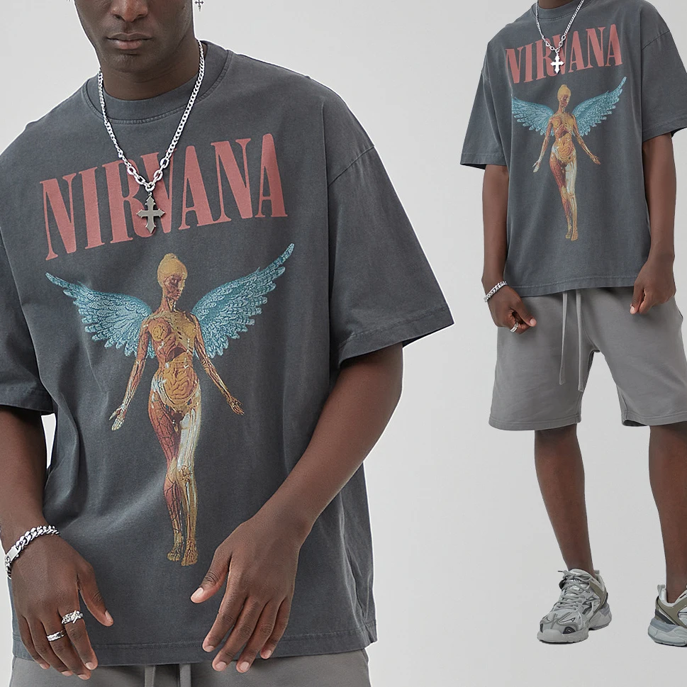 wholesale custom premium t-shirt Streetwear Heavyweight Tshirt Oversize 100 cotton t shirt  DTF Printed Unisex Graphic t shirts