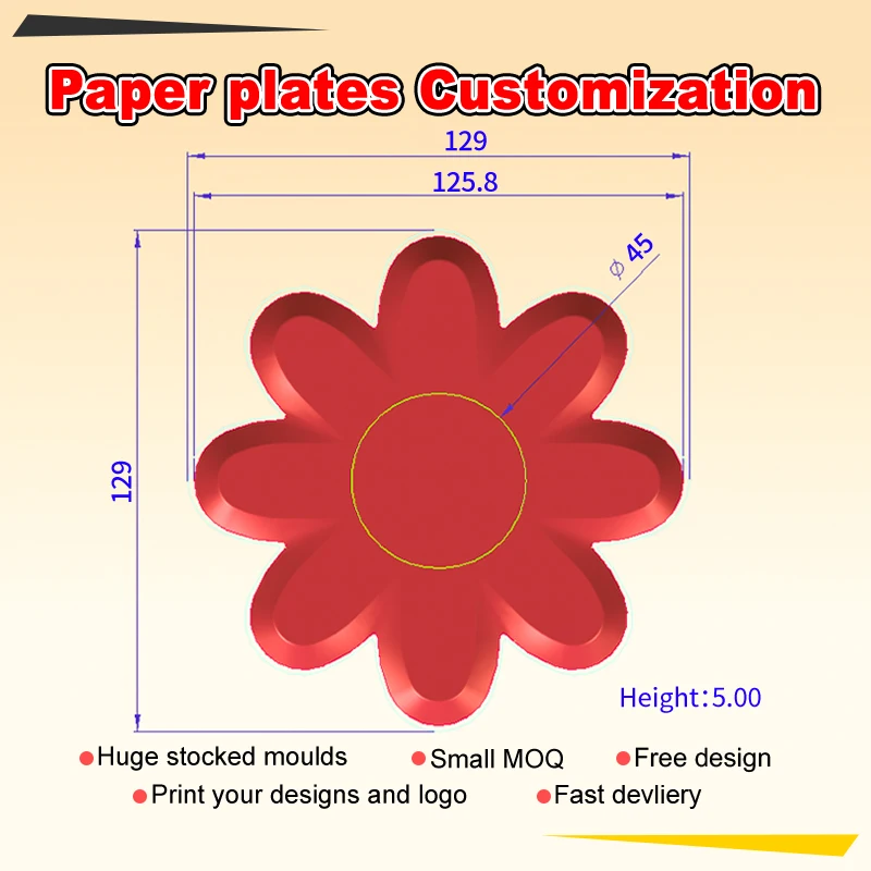 8pcs/bag 7inch party supplies decor disposable Sunflower Shape paper Dessert plates Flower cake dish dinner tableware New Year