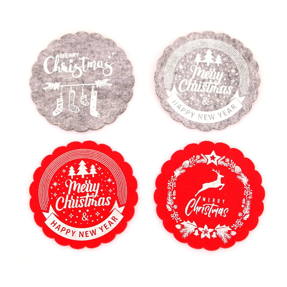 QY Wholesale Kitchen Serving Sets Cheap Christmas Drink Felt Coasters