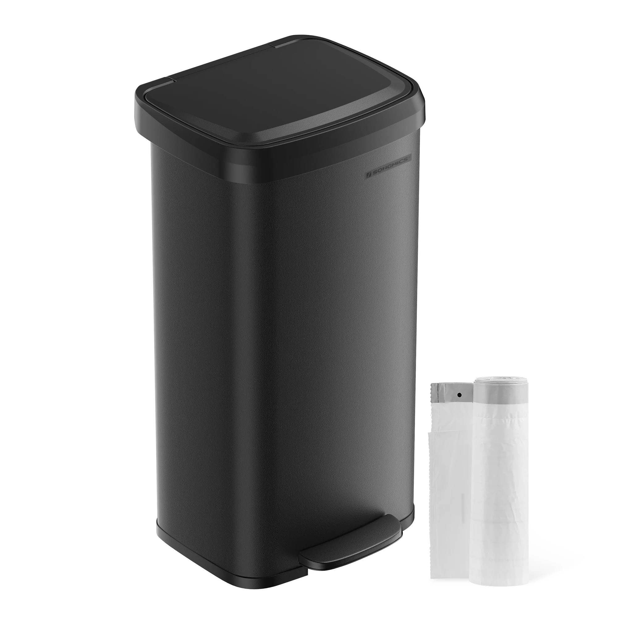 SONGMICS Large Capacity Hotel Dual Garbage Can 68L Rectangular Rubbish Bin Metal Waste Pedal Bin with Lid  Galvanized Trash Can