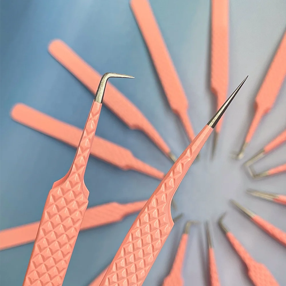 Custom Logo Packaging Box Volume Eyelash Tweezers Make Eyelash Easy Fans Manufacturer China Straight Curved 6 Pcs Tweezers Set