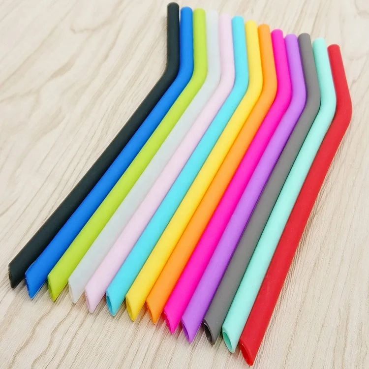Reusable Eco Friendly Drinking Straws  200*8*6mm Silicone Drinking Straws