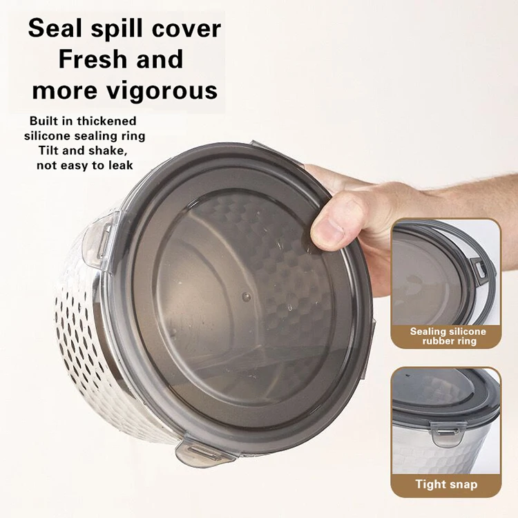 Wholesale refrigerator plastic lid SUS304 storage box sealed fresh-keeping box stainless steel food container