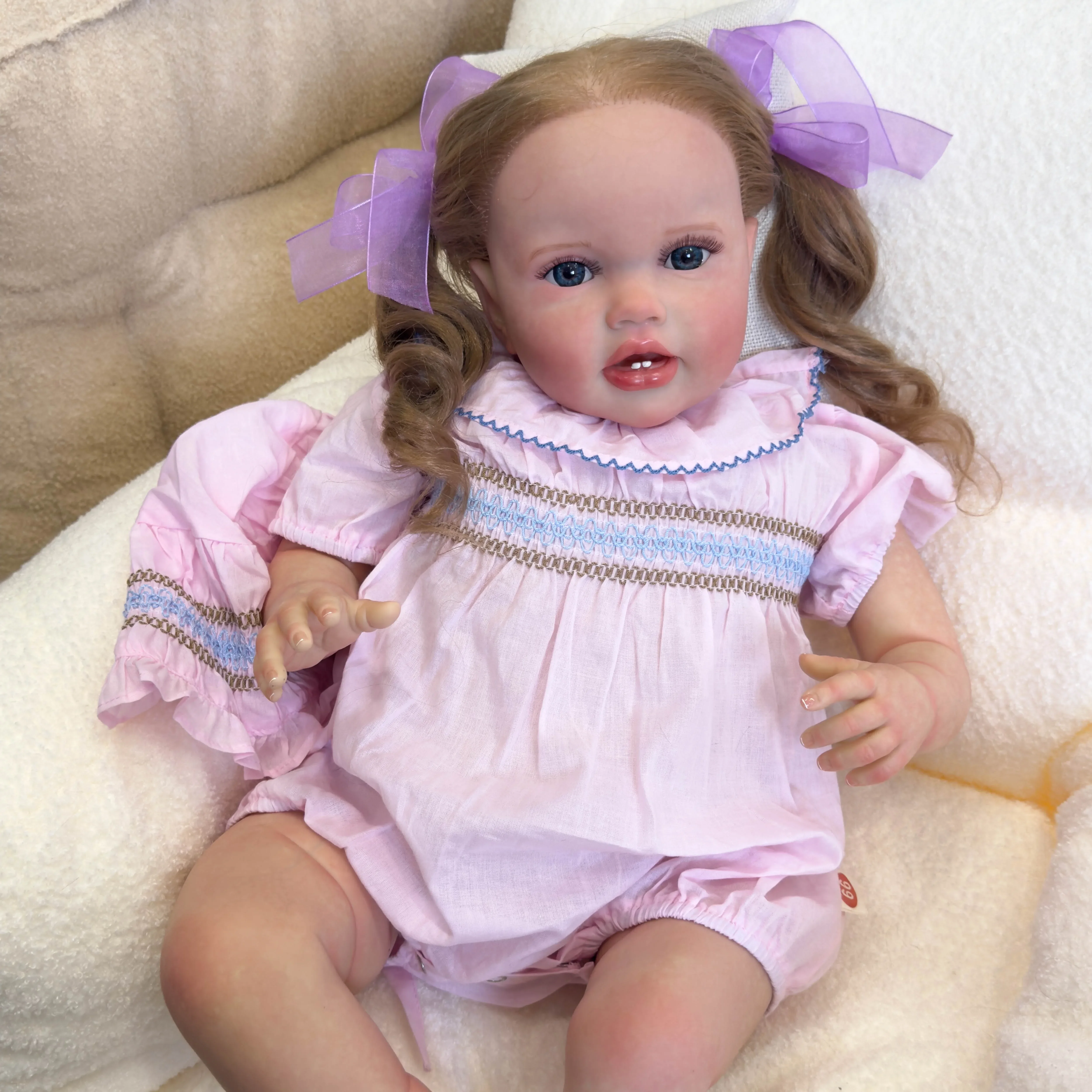 NPK 24Inch Lottie Reborn Baby Doll Toddler Newborn Doll Princess Girl Lifelike Soft Touch 3D Skin Art Doll with Hand Root Hair