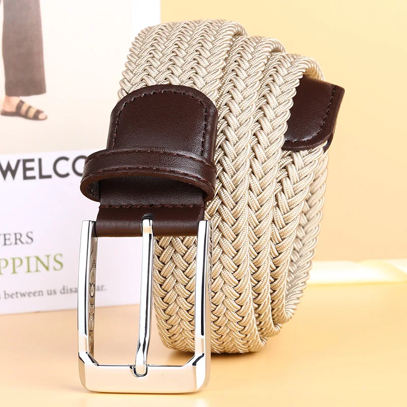 Factory custom polyester 2022 New style multi color men Braided Stretch Elastic Belt