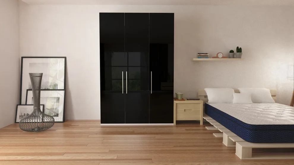 European  printed high gloss double color design furniture bedroom  big furniture wardrobe