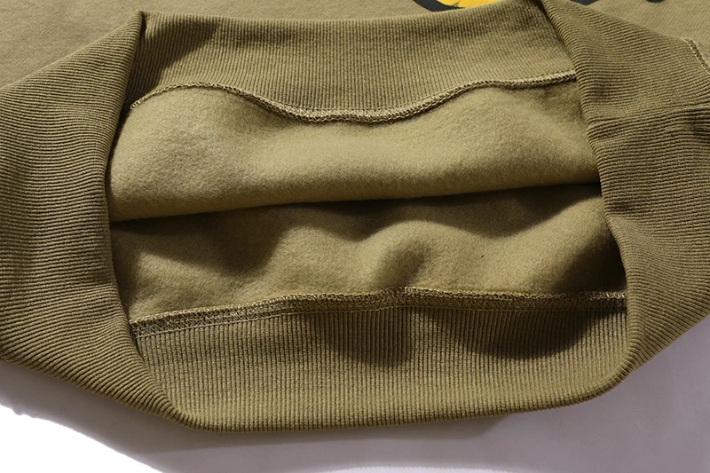 New Style Letter Puff Fleece Oversize Men Pullover Hoodies Fashion Casual 100% Cotton Hoodie O Neck Sweatshirt