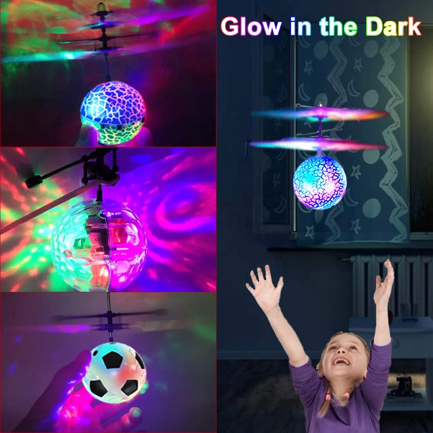 Flying Ball Toys LED RC Toy for Kids Rechargeable Light Up Mini Drone Infrared Induction Helicopter Remote Controller