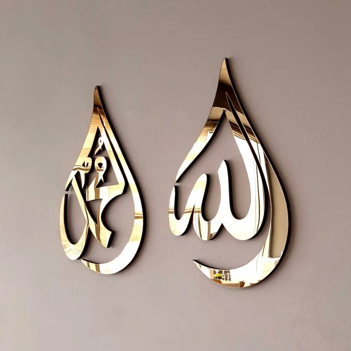Wholesale Arabic Calligraphy Characters Mirror Wall Stickers Creative Home Living Room Decoration Acrylic Wall Stickers