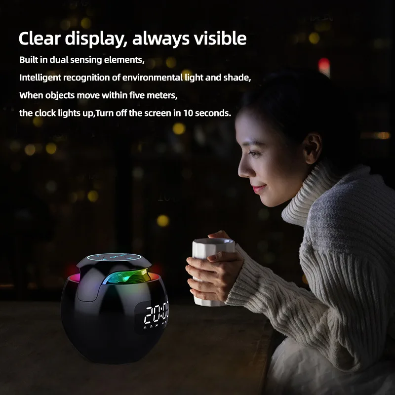 Colorful LED MP3 Speaker Multifunction LED Digital Display Alarm Clock Music Player Portable Smart Radio FM Buffer Speaker Bass