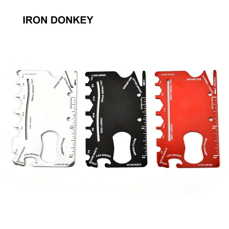 IRONDONKEY 18 in 1 Tool Card Camping Multi functional Stainless Steel Self Defense Tool Outdoor  Multi purpose Combination Card