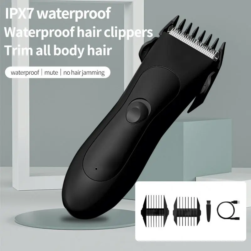 Mens Electric Hair Shaver Cordless Hair Clipper Waterproof Beard Trimer Manscap Groin Body Pubic Adjustable Hair Trimmer