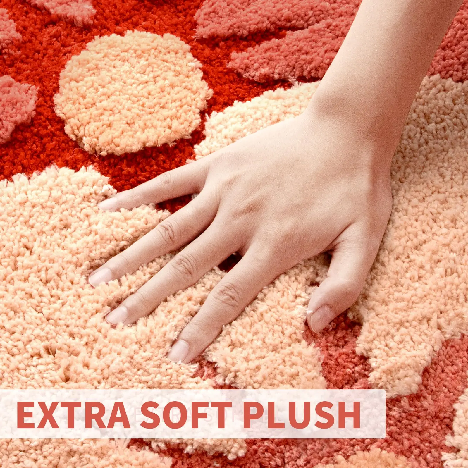 Plush Shaggy Decor Mat Cute Flower Bathroom Rugs with Soft Thickened Microfiber