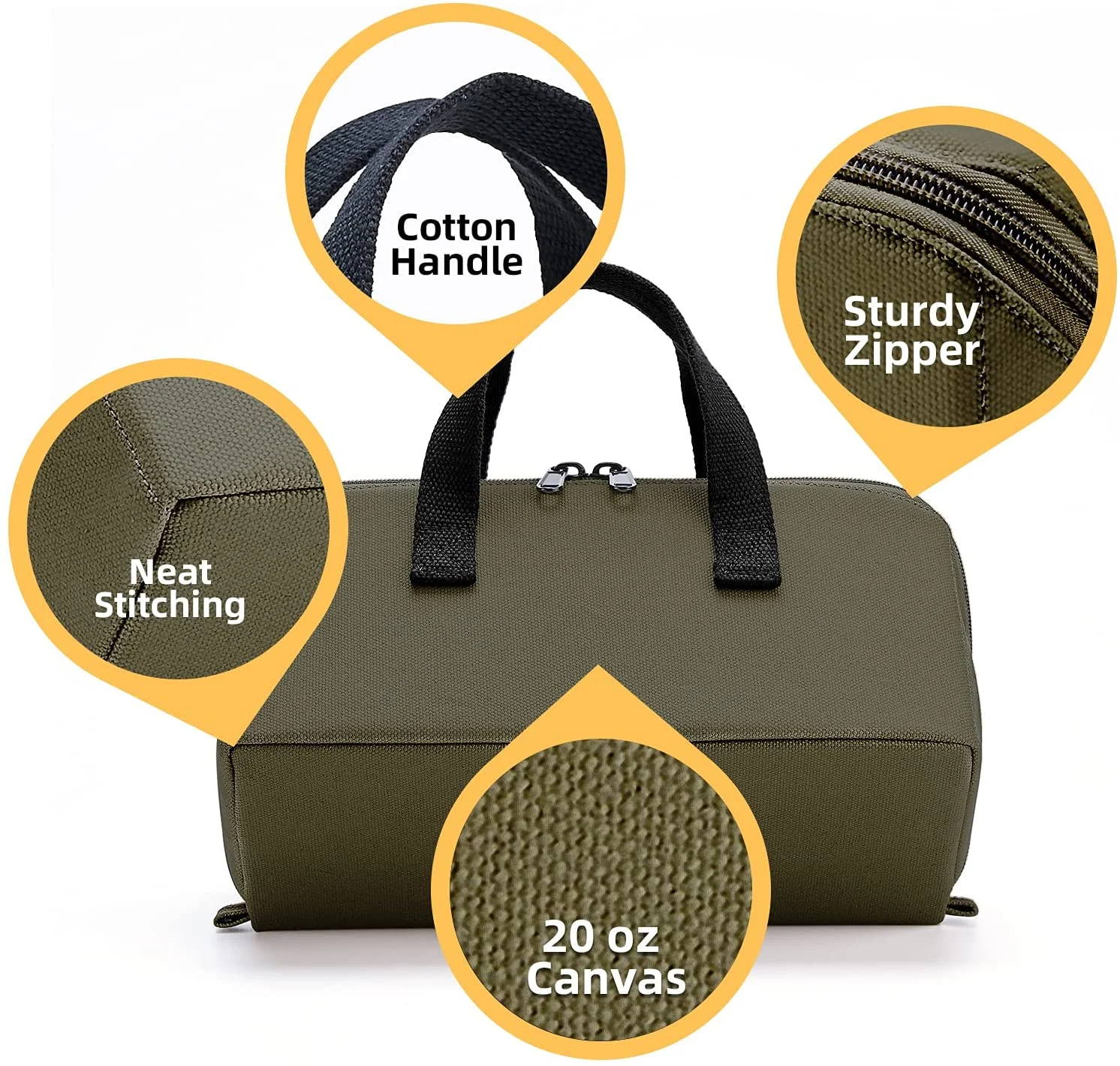 OEM Portable Multi Open Mouth Canvas Tool Zipper Bag for Pliers Wrench Screwdriver