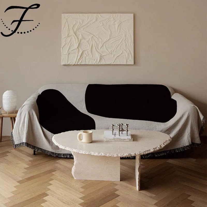 FIONA Custom Super Tapestry Luxury Soft Sofa Cover Nap Fashion Couch Geometric Fringe Tassel Decorative Bed Travel Blanket