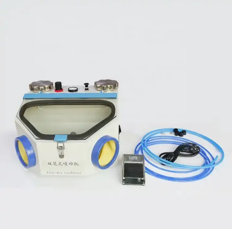 Dental Twin-pen Double Pen Fine Sand Blaster Sandblaster Unit With LED Bulb 2 Tanks
