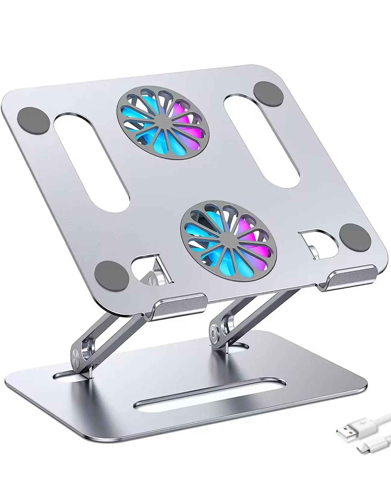 9-15 Inch Foldable Computer Stand Anti-Slip Portable Aluminum Laptop Holder With Cooling Fan Adjustable Ergonomic Laptop Stand