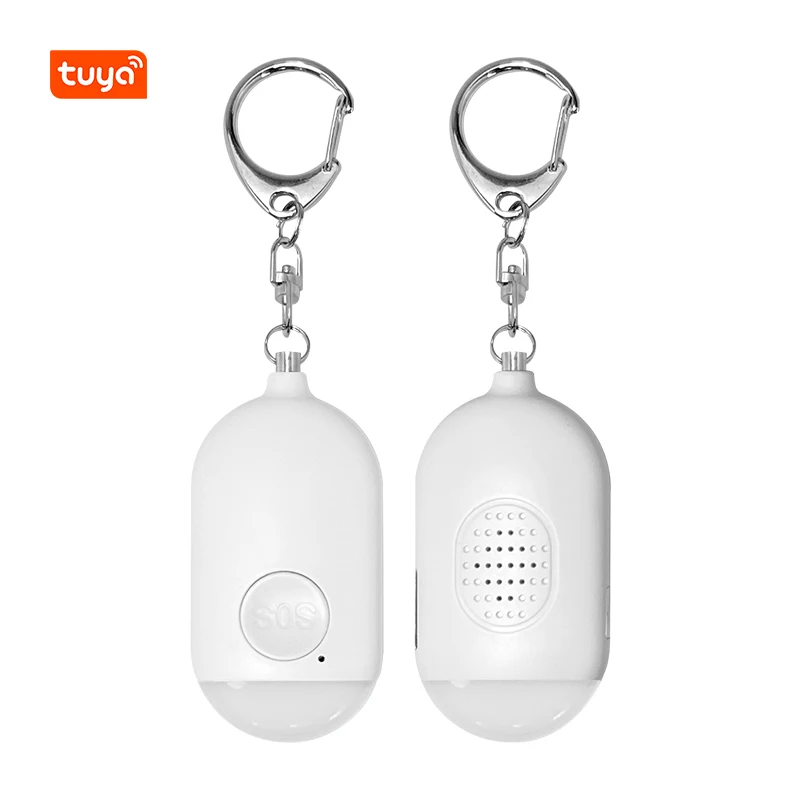 Tuya Bluetooth 130Db Loudness SOS Emergency Panic Alarm Keychain Kids Personal Safety Key Chain Alarms