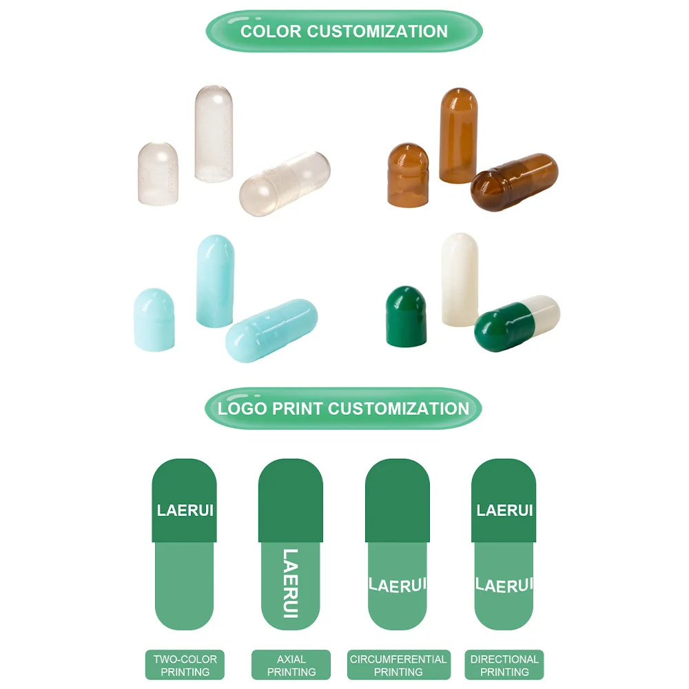 Laerui Factory Customized Acid Resistant Herbal Empty Hard Transparent Halal Capsules #0 for Sale