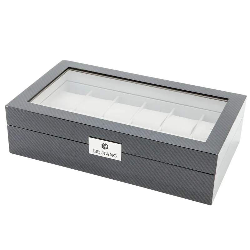 12 Slot  Carbon Fiber Wooden Watch Box Luxury Watch Storage Box for Sale