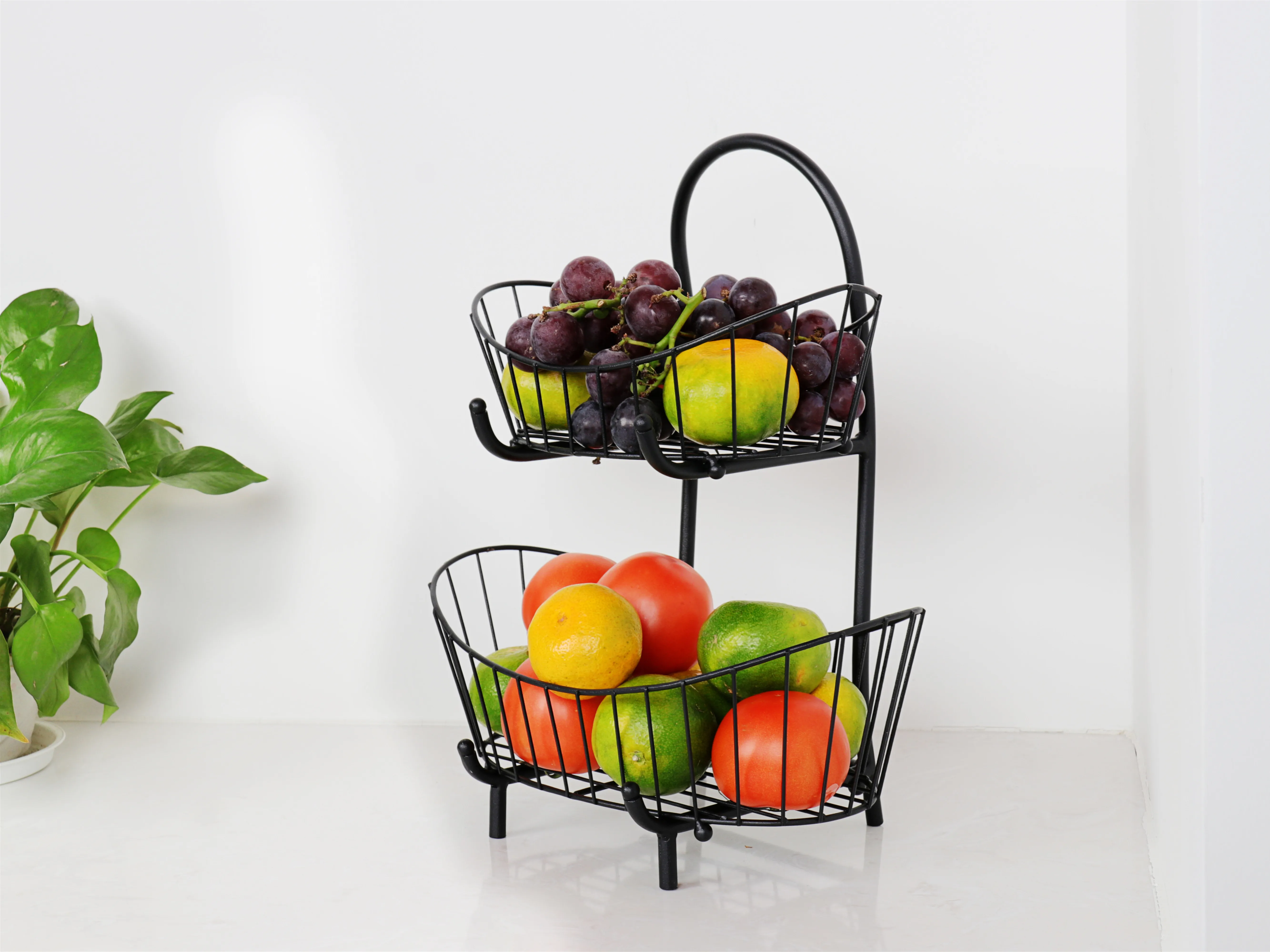 Tea table retractable  luxury 2 tier metal stainless steel fruit basket