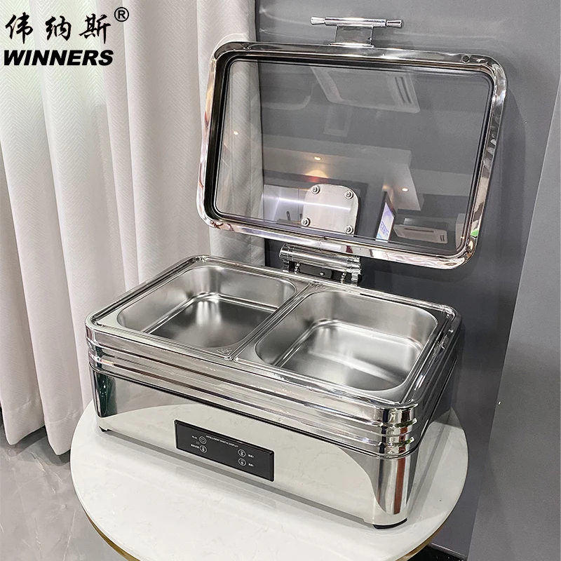 WINNERS Rectangular Stainless Steel Chaffing Dishes Electric Chafing Dish Food Warmer Catering Equipment For Hotel