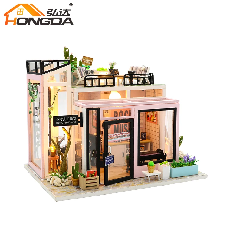 Hongda M903 Houguang studio Handmade wooden dollhouse diy miniature dollhouse kit for girls