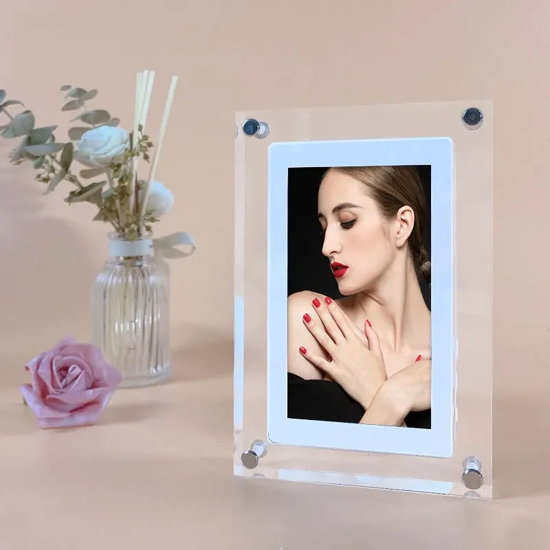 Hot Selling Acrylic Clear Crystal Digital Photo Frame Video Player Led Screen