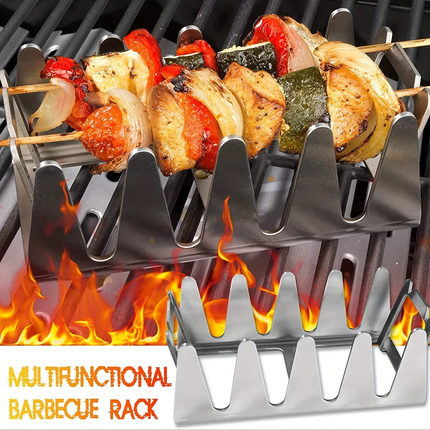 Portable Chicken Wing Holder Grilled BBQ Grill Rib Rack Stainless Steel Multi-functional Barbecue Grill For Outdoor Garden