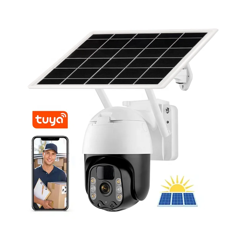 24/7 full-color night vision outdoor network solar panel camera 3MP 12000mAh rechargeable battery solar powered 4g ptz camera