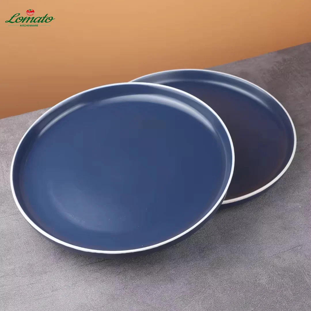 cheap Price 7.5 Inch Blue Stoneware steak food Snack Flat Plate Modern Nordic Design Factory Direct dinner Dish