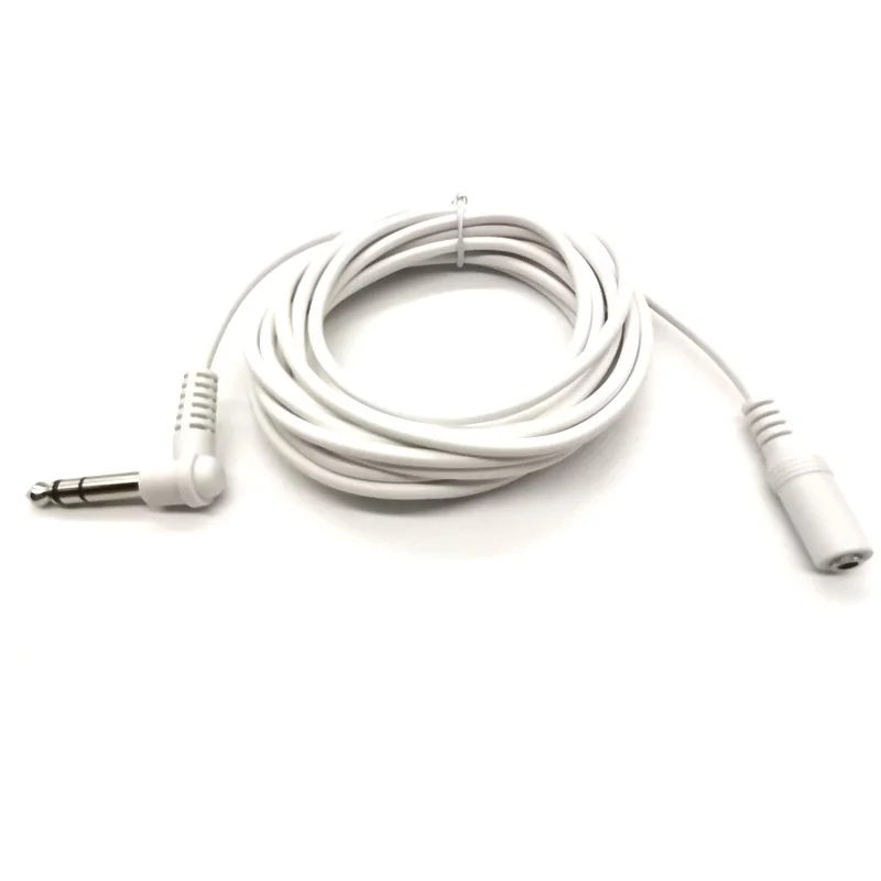 White Right Angle Stereo Phone Jack to Stereo Mini Phone Jack Adapter Cable