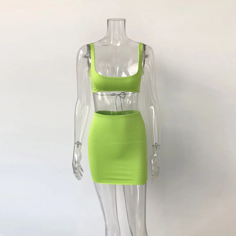 8250 однотонные женские комплекты 2019 модный бренд, новинка, комплект из 2 предметов; Комплекты из повседневной одежды из трех цветов, топы с бретельками и юбка-карандаш в комплекте с набором подходящих сумочек