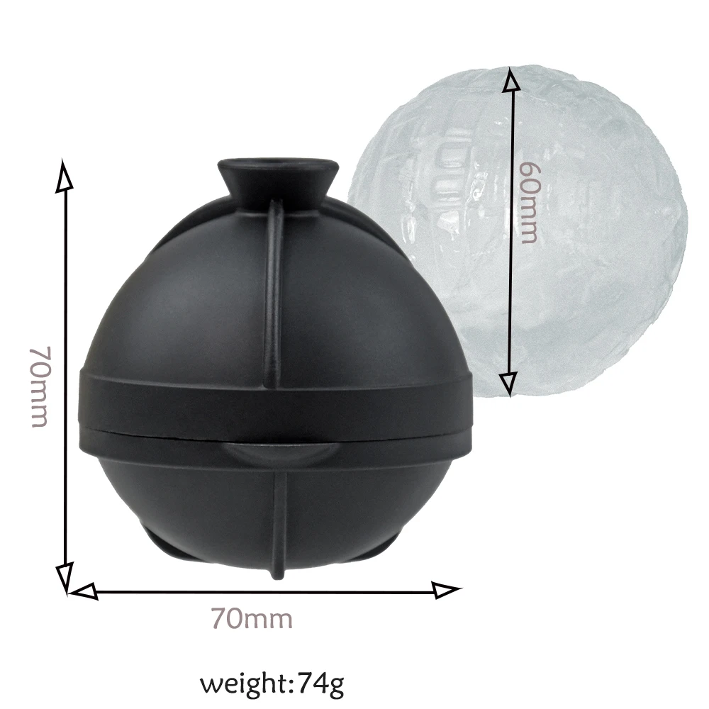 PREMIUM Ice Ball Molds Ice Ball Baker Molds for Cocktail BPA Free Slow Melting Death Star Shape Silicone Black Free Sample