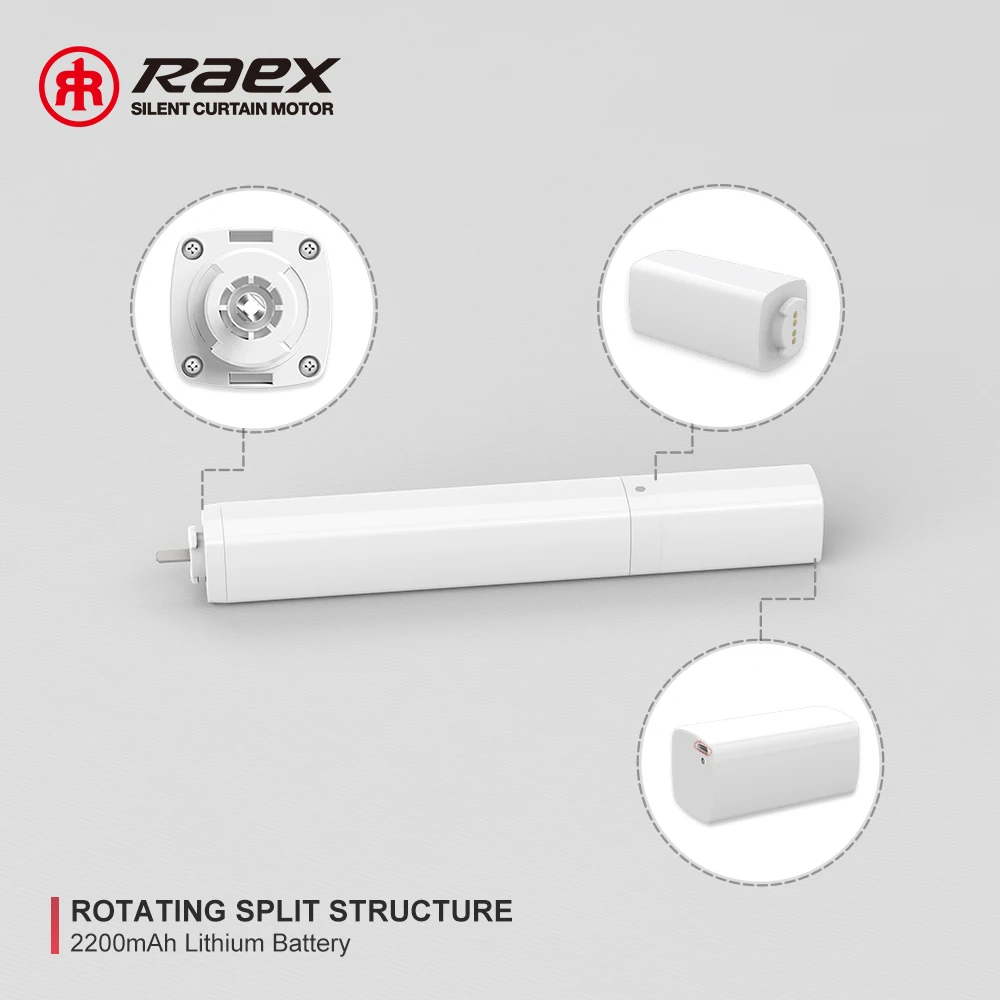 Raex Gear Box Motorized Smart Home Electric Tuya Am43 Z-wave Battery DC Synchronous Motor For Curtain