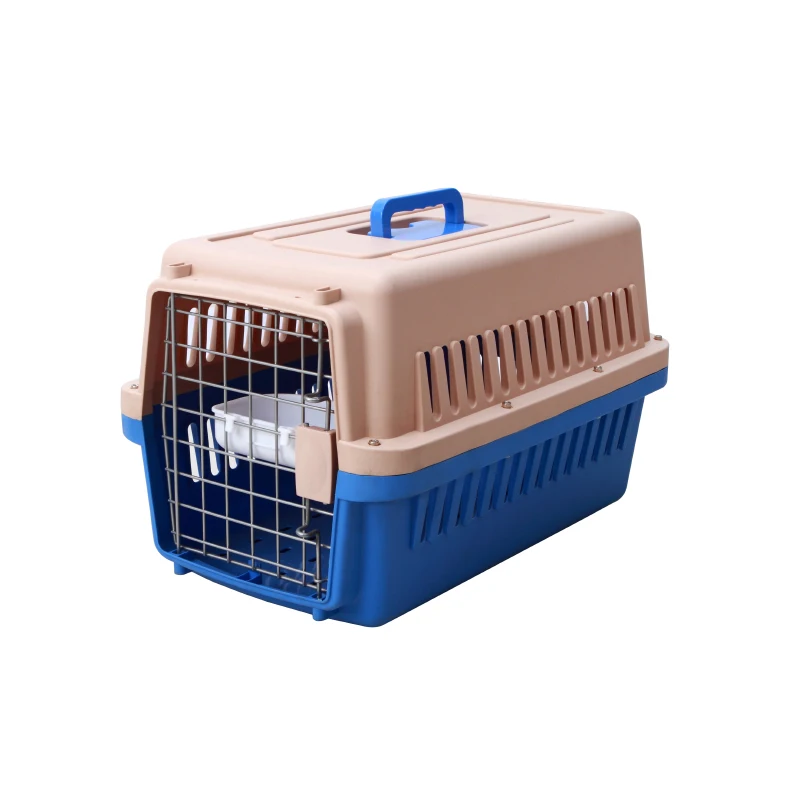  Quality Ventilation Airlines Approved Plastic Removable Durable Cat Dog Carrier Travel Trolley Outdoor Cage Pet Air Shipping