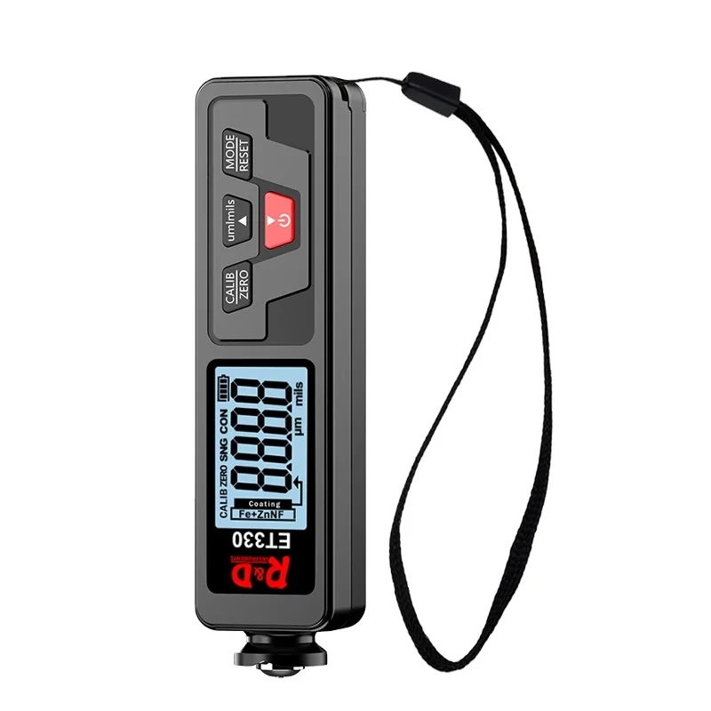 R&D ET330+Zn Car Paint Thickness Gauge Electroplate Metal Coating Thickness Gauge for Car 0-1500um Fe & NFe Coating Tester Meter