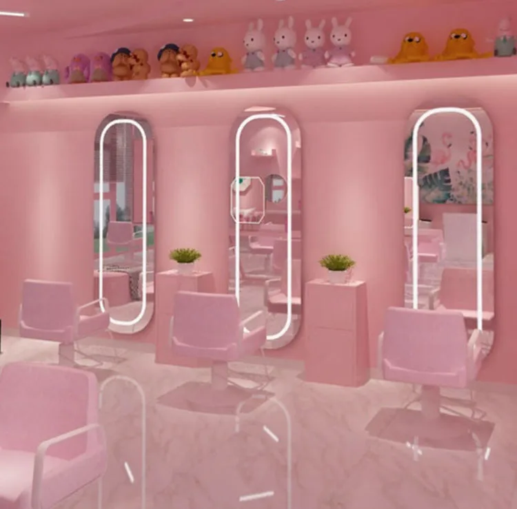 Metal frame custom makeup illuminated modern led salon mirror station