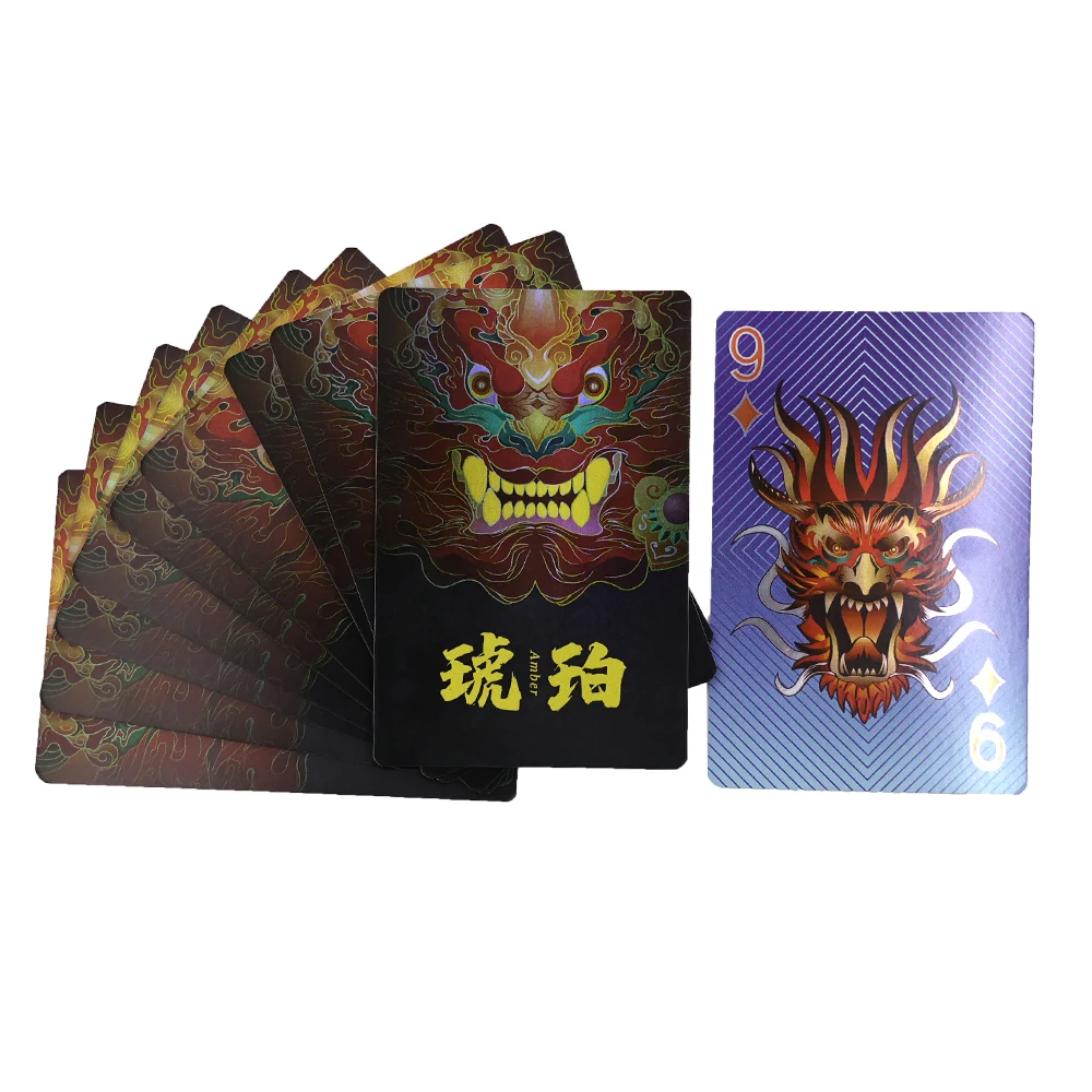 Design Unique Double-Sided Printing luxury marked logo black waterproof plastic magic gold playing cards