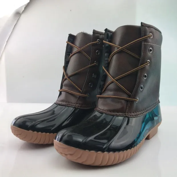 Free Shipping High Quality Plush Martin Boots Warm Fur Ankle Zipper Duck Rain Boot Waterproof Non Slip Shoes Duck Hunting Boots